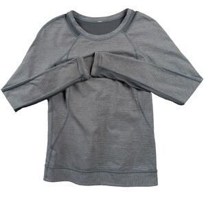 Lululemon Womens Run For Gold Top Gray Long Sleeve Stretch Zip Pocket – Size 4
